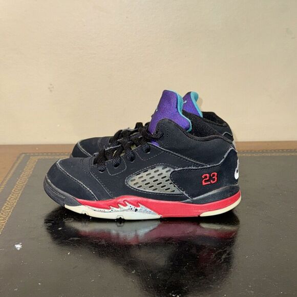 Nike Air Jordan 5 Retro Top 3 Black Red Purple CZ2991-001 Toddler Td Size 10C - Picture 3 of 5